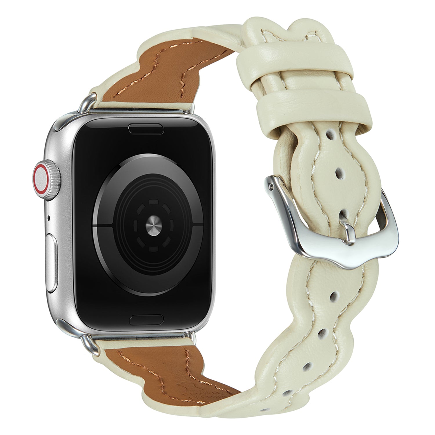 For Apple Watch Ultra 49mm Series 9 8 7 45mm Series 6 5 4 SE SE (2022) (2023) 44mm Series 3 2 1 42mm Candied-haws Shape Watch Strap Genuine Leather Adjustable Wristband For Apple Watch Ultra 49mm Series 9 8 7 45mm Series 6 5 4 SE SE (2022) (2023) 44mm Series 3 2 1 42mm Candied-haws Shape Watch Strap Genuine Leather Adjustable Wristband